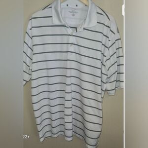 Golden Bear Performance Men's White Polo Shirt with Black Stripes